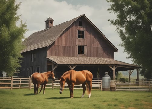 Several buffaloes are feeding in a line inside an enclosed barn with a concrete trough. A light pink wall and a blue ceiling frame the spacious area. A person is visible, tending to the animals, and there are windows providing light.