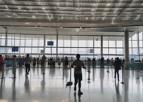 The image features a storefront at night, prominently displaying a sign with the words 'Happy Address' and 'Vacation Rentals' in bright yellow letters on a red background. Below, a large advertisement with the slogan 'Happy Address is where you feel happy' is visible, alongside logos of companies such as TripAdvisor, Airbnb, and Expedia.