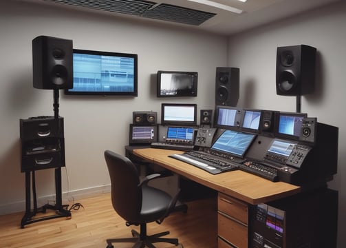 A 3D illustration featuring a series of shopping-related elements such as a shopping basket, a target, a lightbulb, a paper bag, and various charts or graphs. These objects are positioned on a dark green stepped platform, suggesting elements of business and marketing.