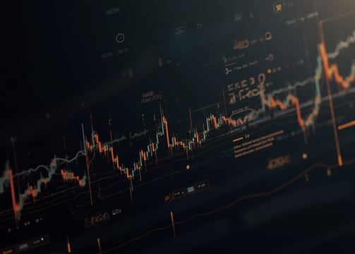 a close up of a computer screen showing a chart of the stock market
