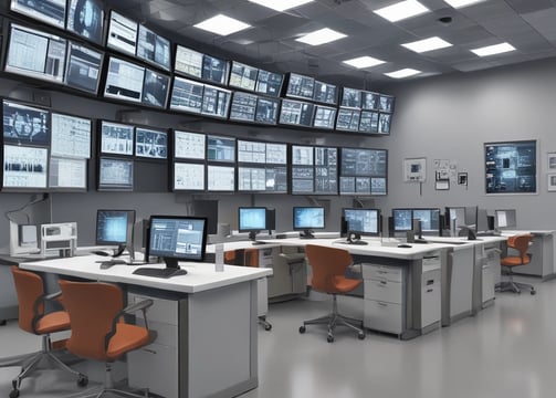 An assortment of medical supplies is scattered on a concrete floor, including syringes, vials, and medical bags filled with other equipment. The items appear to be part of an emergency medical kit or a mobile health unit.