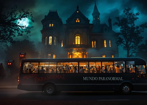 TOUR PARANORMALCamión nocturno, casa embrujada con perros guardianes, gente emocionada pero asustada