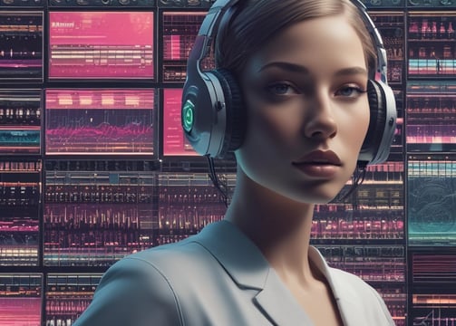 A modern digital display board features phrases promoting sustainability, future cities, and innovation. It emits a green glow against a dark background, while palm fronds partially frame the view.