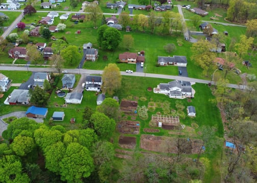 a neighborhood with a lot of houses and trees