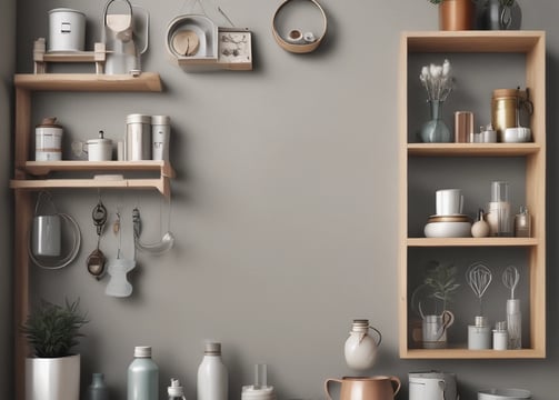 A display of skincare products with CBD ingredients in dark containers and eco-friendly packaging. These include a pump bottle, a small jar, and a box, arranged neatly on a light surface. Nearby is a decorative dried plant and a yellow geometric shape, likely made of paper or cardboard.