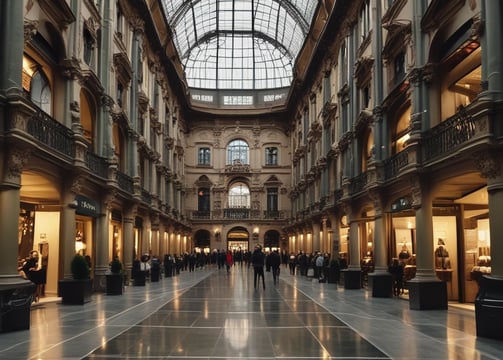 a large building with a glass ceiling and a glass ceiling