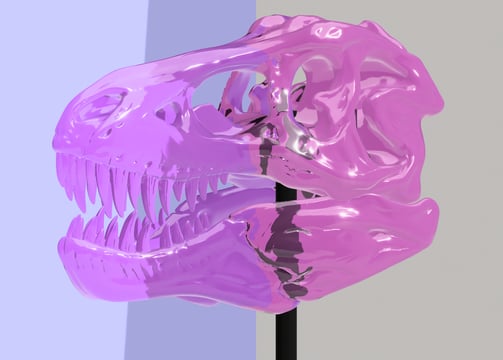 Realistic dinosaur skull sculpture