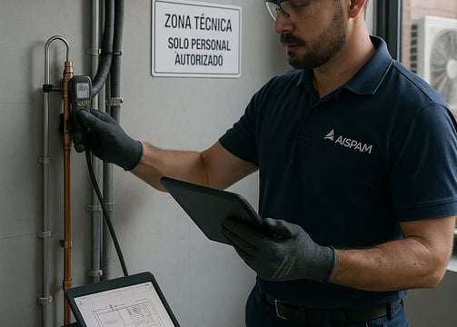 personal de aispam verificando una instalación