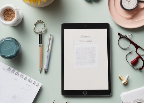 A smartphone displaying a Shopify webpage with the text 'Start your business' rests on a white surface. Next to it lies a closed notebook with geometric shapes on its cover and a sharpened pencil. A small succulent plant is visible in the top left corner.