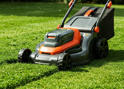 Sekání trávy akumulátorovou sekačkou.