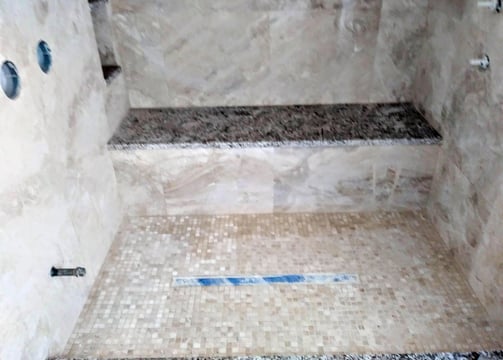 Large Marble Shower with Bench