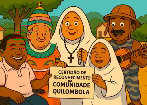 Ilustração da certidão de reconhecimento da Comunidade Quilombola de São Tomé