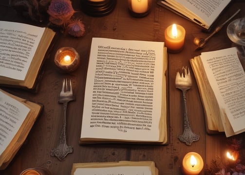 Book surrounded by candles.