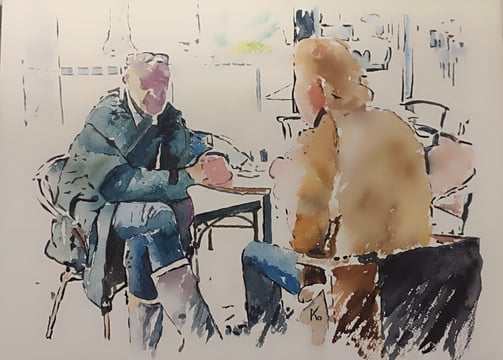 Deux hommes au café
