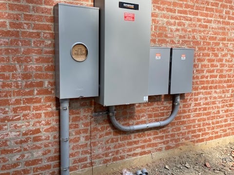 Exterior panel upgrade with transfer switch for future whole-home generator.