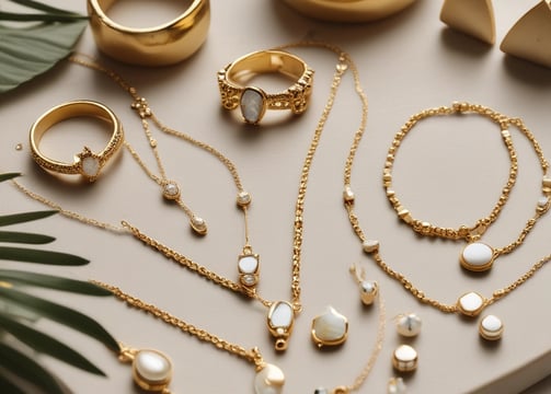 A display featuring a set of luxurious jewelry composed of a tiara, necklace, and earrings. Each piece is adorned with large, deep blue gemstones surrounded by intricate diamond settings, reflecting under the display lights.