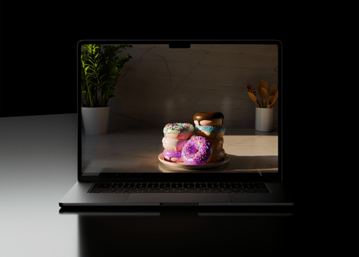 Mockup von 3D Donuts in einer Küche