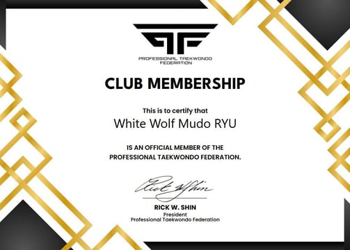 a certificate for a professional professional professional club member