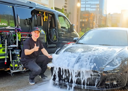 “Luxury car being detailed by JD Full Detailing in Miami”