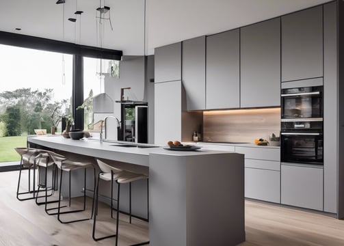 Cocina moderna Gris Plata super matte tacto suave
