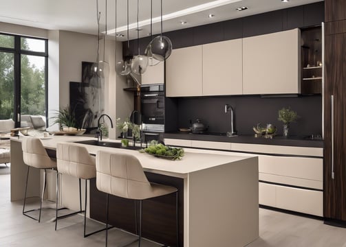 Cocina moderna beige super matte tacto suave