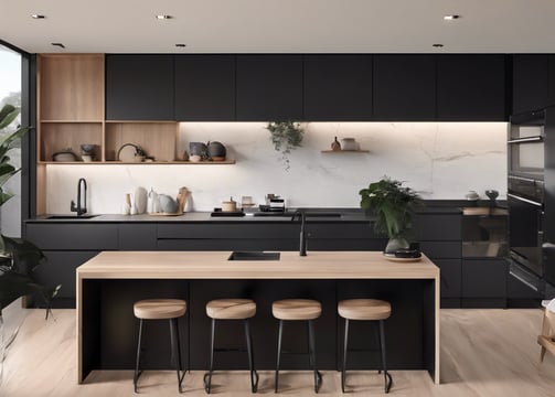 Cocina moderna negro ultra matte tacto suave