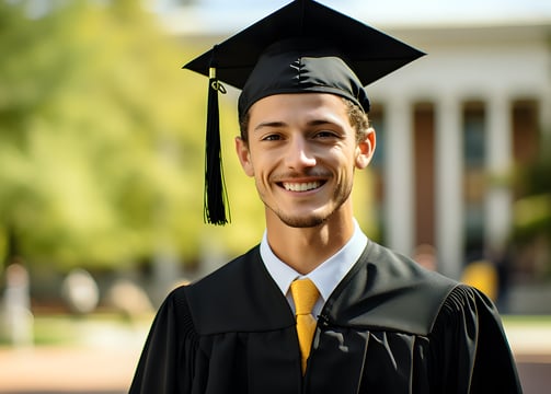 happy student after getting his diploma through the GED program