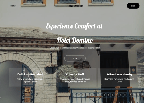 a hotel website design for hotel domino