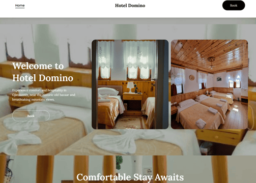 a hotel room with a bed and two beds