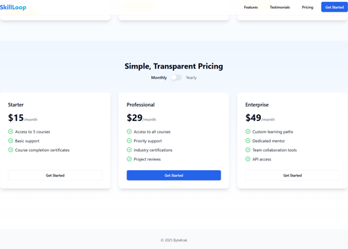 a pricing page for a pricing page on a website