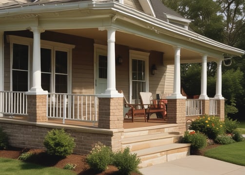 white and brown brick house