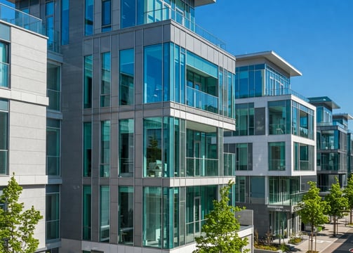 un immeuble de style moderne avec baies vitrées