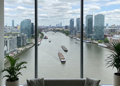 un appartement en ville avec vue sur fleuve