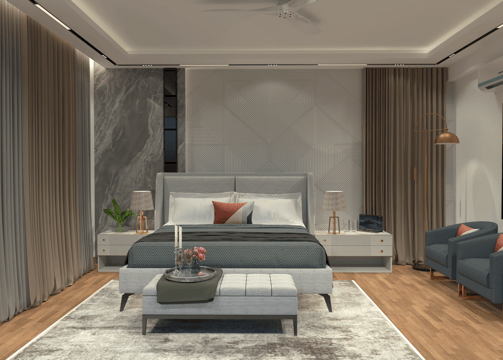 Modern bedroom design by architect niyanta gupta in faridabad