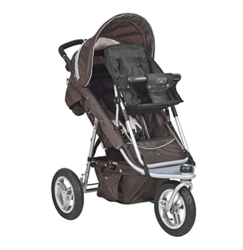 a stroller with a baby in a stroller