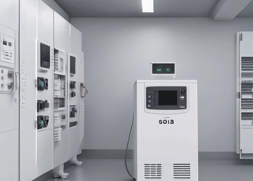Two multi-functional power strips with various power and data ports are placed on a white surface. The power strips feature UK and European sockets, USB ports, and Ethernet connections. They have a modern design with metallic and black elements.