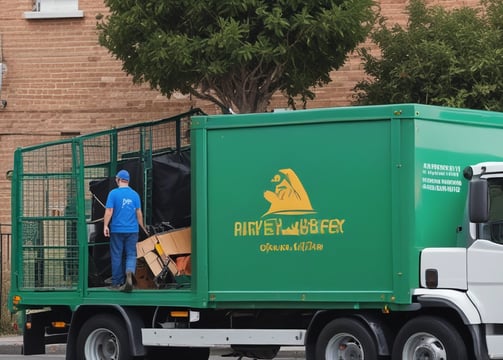 A person is standing inside an open van in a dark street, loading or unloading items. Nearby, there is a parked car and illuminated green signs for a business establishment.