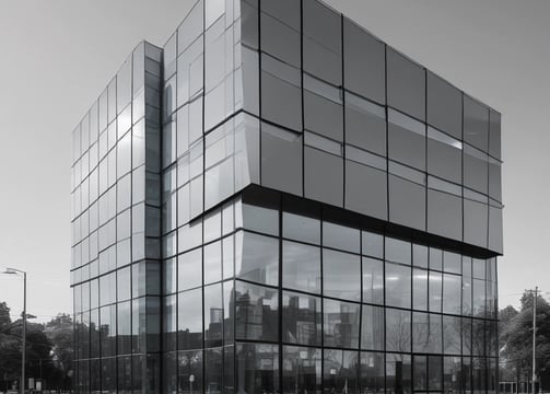 Green glass bottles are arranged in a lattice pattern, with sunlight streaming through them, creating a starburst effect. The background features a partly cloudy sky and graffiti art on a wall.