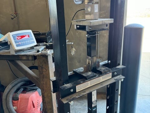 Load Testing Trailer Jack with Calibrated Load Cell