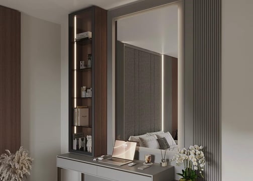 نموذج تصميم ثلاثي الأبعاد لغرفة نوم قبل التنفيذ