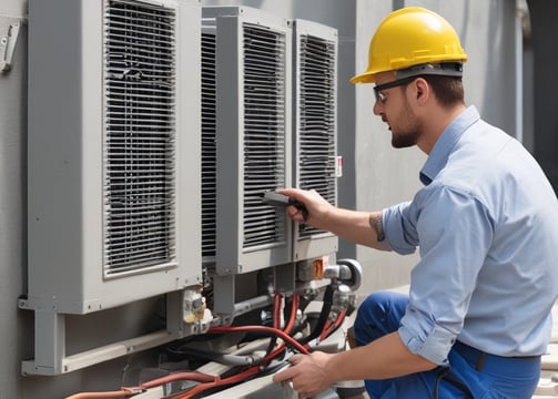 An old and weathered sign with the words 'Air Conditioned' in red cursive lettering. The sign's background is peeling, with visible wear and age, possibly on glass or an old vehicle window surrounded by a metallic frame. The visible blue paint suggests a retro or vintage aesthetic.