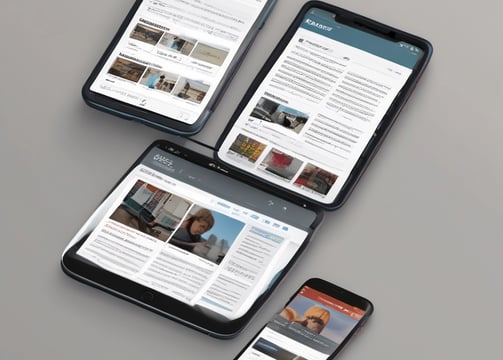 A computer screen displaying a data analytics dashboard with graphs and charts. A blue line graph shows fluctuations in data over time, and a section highlights the number of page views. A pie chart is partially visible, indicating a breakdown of different data elements.
