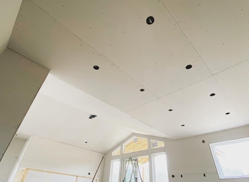 freshly installed drywall panels in a custom home in Belleville, ON