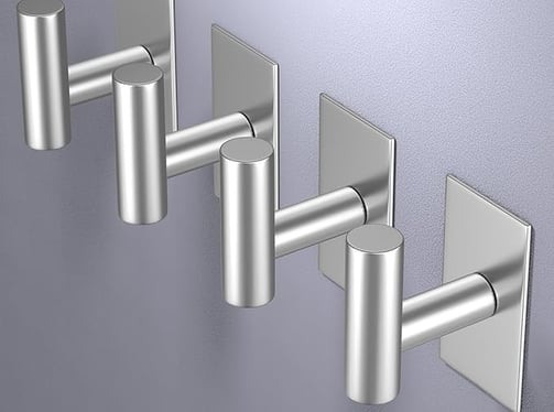 a set of three metal hooks with a metal hook