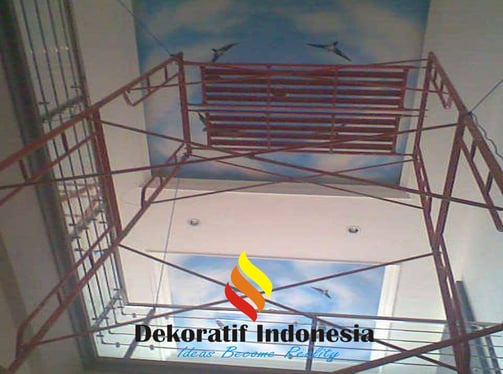 Jasa Cat Plafon Mall Motif Awan