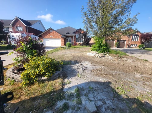 house with unkempt front yard