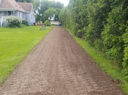 freshly graded gravel driveway