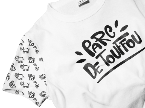 a t - shirt with a black and white design
