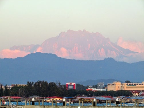 A colossal rock mountain, the Mount Kinabalu