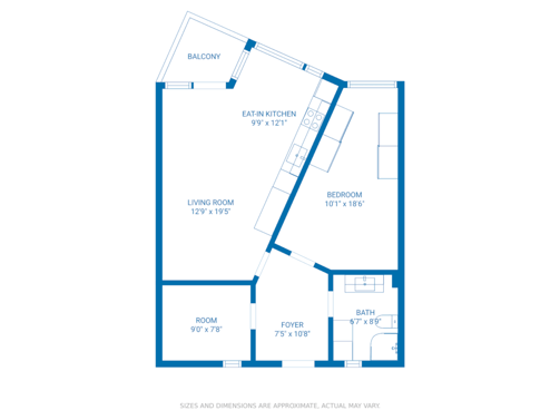 Floor plan of a multi-floor apartment with dimensions, wall color and theme color.